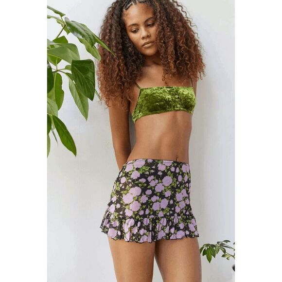 Urban Outfitters Only Hearts X Out From Under Velvet Heart-Button Bra Green XS/S - Picture 9 of 11